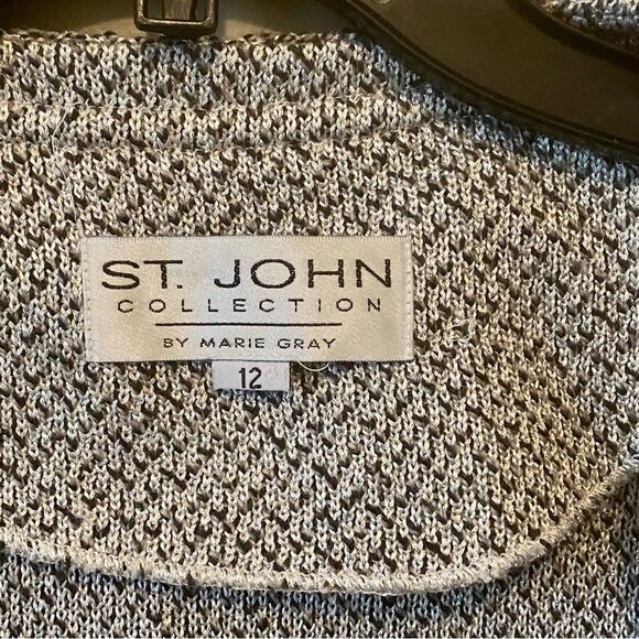 St. John Collection Marie Gray Blazer Jacket Gray Metallic Silver Accent Size 12 - Picture 7 of 7